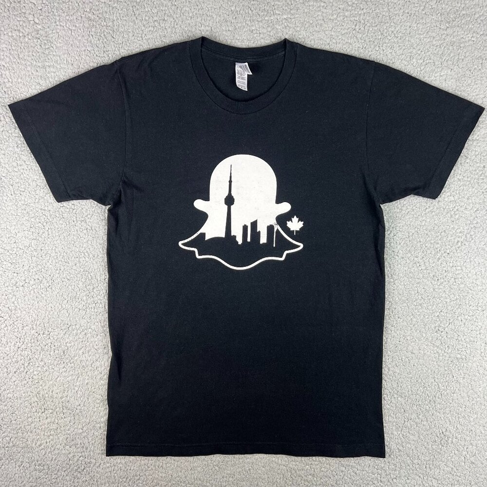 Snapchat T Shirt Mens Medium M Black White Toronto Canada Snap Chat Ghost Logo